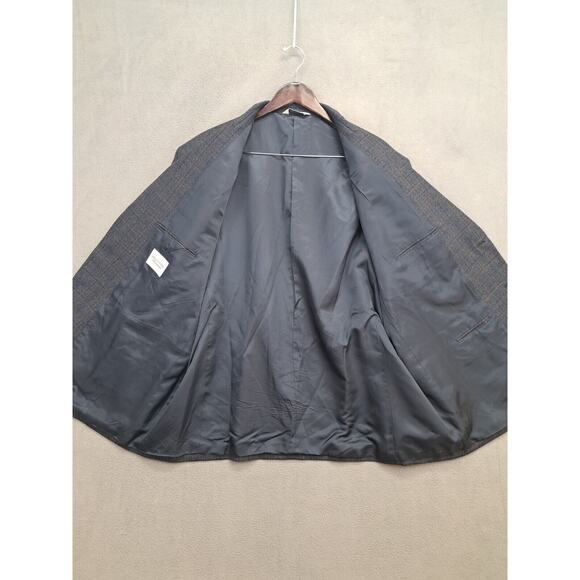 Pronto Uomo Sport Coat Jacket Blazer 100% Lambswool Sz 52r Plaid Grey 2-Button - Picture 8 of 10